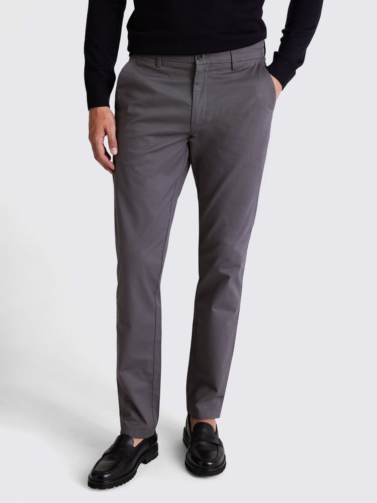 MOSS Grey Tailored Chino Trousers - Image 1 of 3