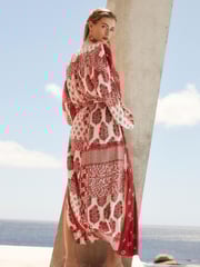 Red Summer Maxi Kaftan Dress - Image 3 of 6