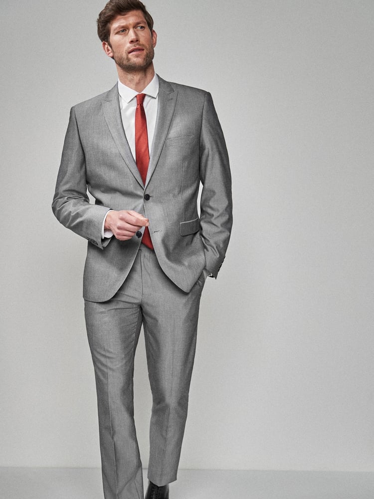 Light Grey Tailored Fit Suit Trousers - Image 2 of 5