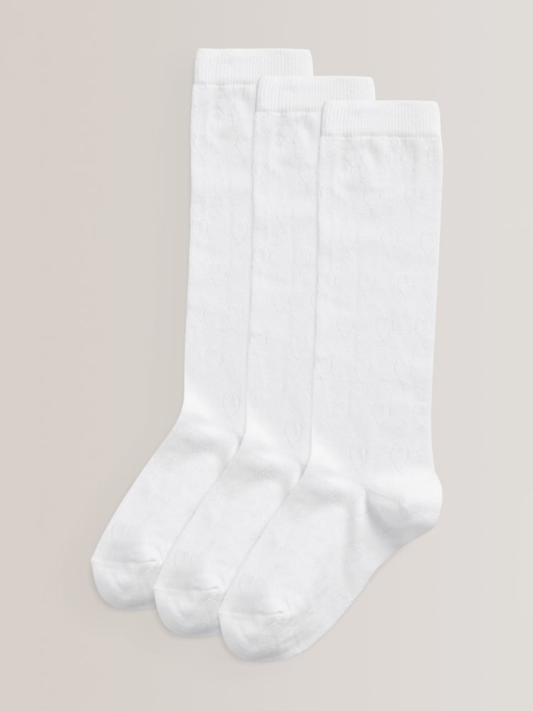 White Heart 3 Pack Cotton Rich Knee High Socks - Image 1 of 2