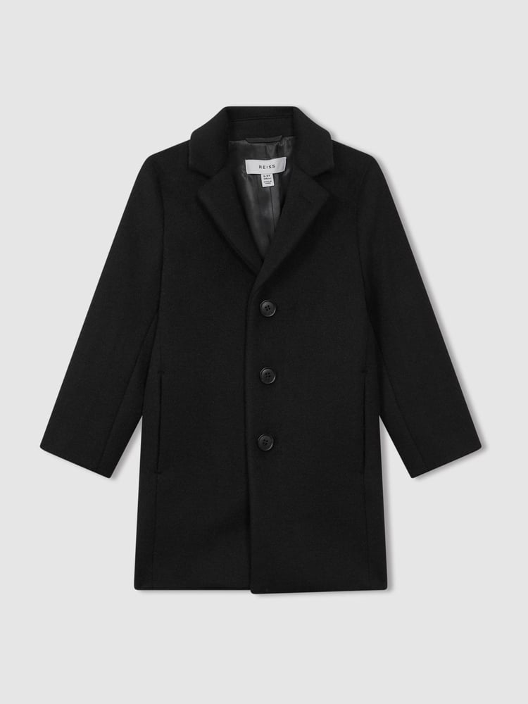 Reiss Black Gable 13-14 yrs Single Breasted Overcoat - Image 1 of 7