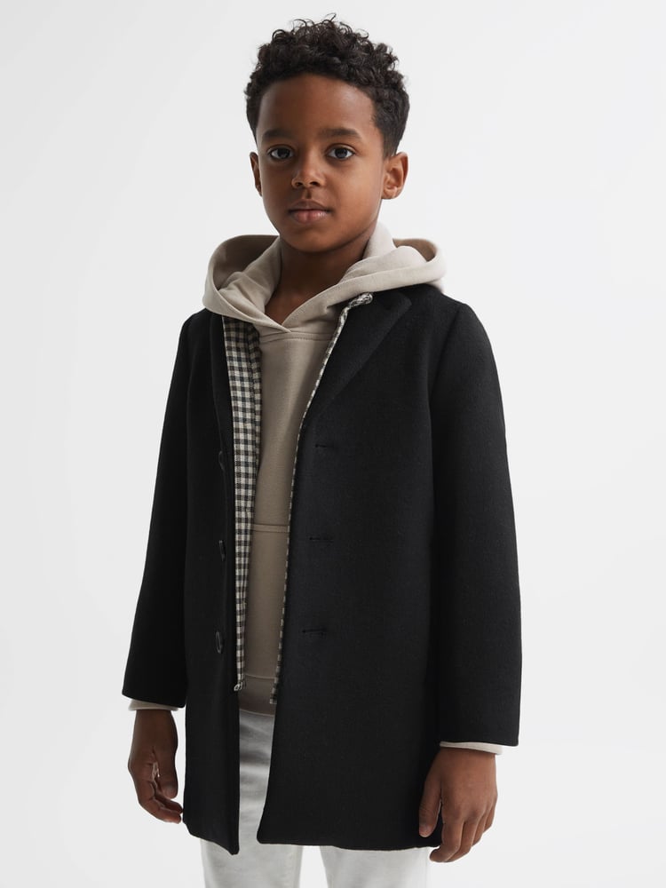 Reiss Black Gable 13-14 yrs Single Breasted Overcoat - Image 2 of 7