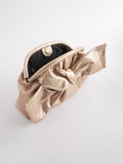 Gold Leather Bow Clutch Bag - Image 7 of 9
