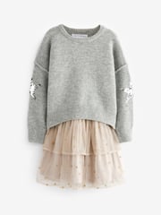 Mint Velvet Grey Star Jumper and Mesh Dress Set - Image 8 of 12