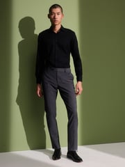 Charcoal Grey Skinny Check Suit Trousers - Image 1 of 9