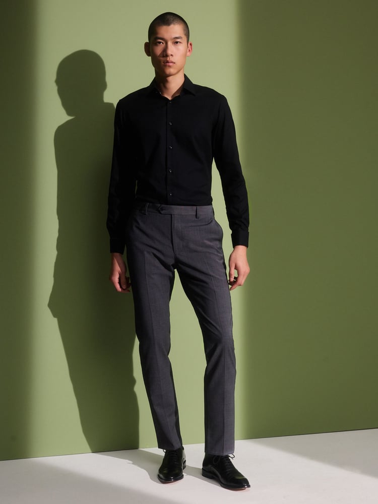 Charcoal Grey Skinny Check Suit Trousers - Image 1 of 9
