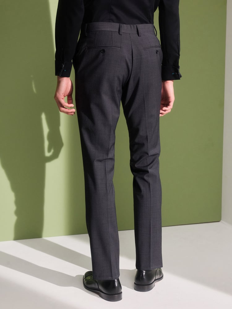 Charcoal Grey Skinny Check Suit Trousers - Image 2 of 9