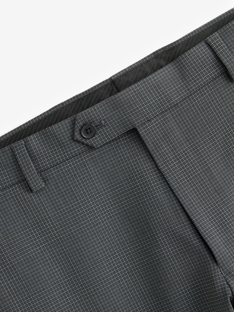 Charcoal Grey Skinny Check Suit Trousers - Image 9 of 9