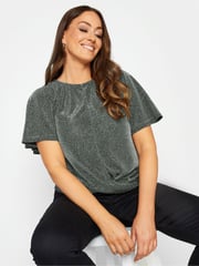 M&Co Silver M&Co Angel Sleeve Shimmer Wrap Blouse - Image 1 of 4