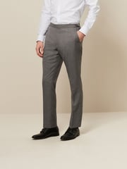 Light Grey Slim Fit Textured Wool Suit Trousers - Image 1 of 8