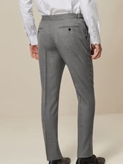 Light Grey Slim Fit Textured Wool Suit Trousers - Image 3 of 8