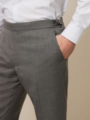 Light Grey Slim Fit Textured Wool Suit Trousers - Image 4 of 8