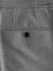 Light Grey Slim Fit Textured Wool Suit Trousers - Image 6 of 8