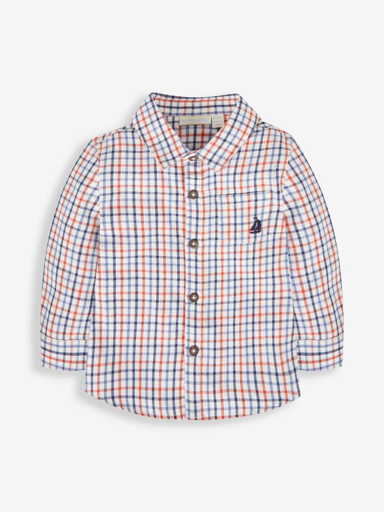 JoJo Maman Bébé Blue Boys' Check Shirt - Image 1 of 3
