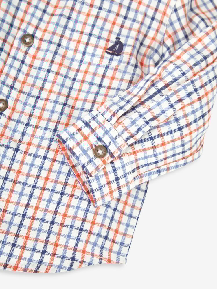 JoJo Maman Bébé Blue Boys' Check Shirt - Image 3 of 3