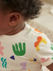 Multi Bright Print Baby T-Shirt Rompers 3 Pack - Image 3 of 12