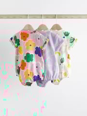 Multi Bright Print Baby T-Shirt Rompers 3 Pack - Image 4 of 12