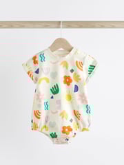 Multi Bright Print Baby T-Shirt Rompers 3 Pack - Image 7 of 12