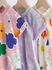 Multi Bright Print Baby T-Shirt Rompers 3 Pack - Image 8 of 12