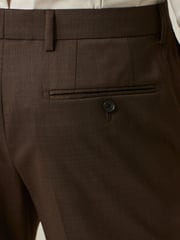 Brown Slim Fit Wool Blend Suit Trousers - Image 6 of 10