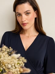 Navy Blue Wrap Front Bridesmaid Maxi Dress - Image 4 of 10