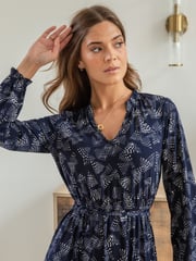 Pour Moi Blue Bridget Slinky Jersey Long Sleeve Midi Dress - Image 2 of 4