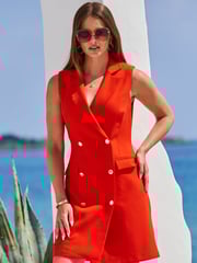 Sosandar Red Sleeveless Blazer Dress - Image 3 of 5