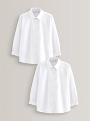 White Plus Fit 2 Pack Long Sleeve Formal School Shirts (3-18yrs) - Image 1 of 8