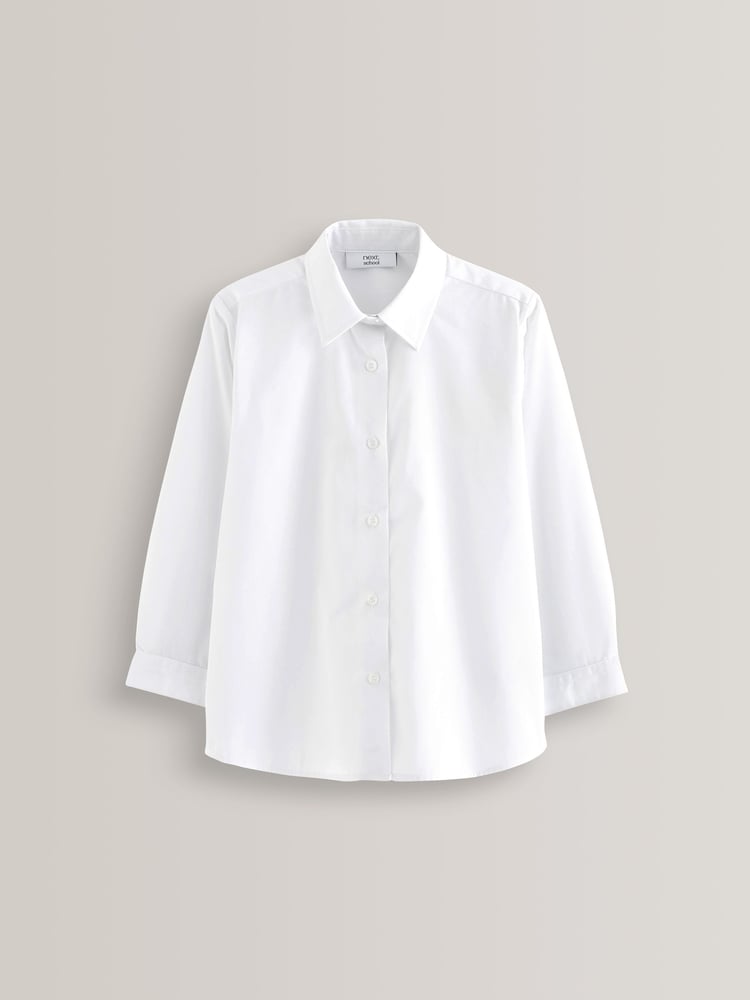 White Plus Fit 2 Pack Long Sleeve Formal School Shirts (3-18yrs) - Image 2 of 8