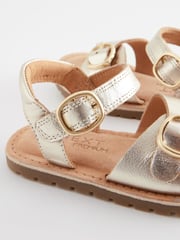Gold Wide Fit (G) Leather Buckle Sandals - Image 3 of 5