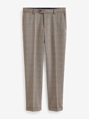 Taupe Slim Skinny Fit Check Suit: Trousers - Image 1 of 10