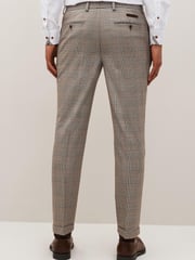 Taupe Slim Skinny Fit Check Suit: Trousers - Image 10 of 10