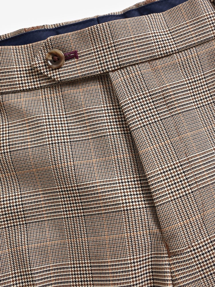 Taupe Slim Skinny Fit Check Suit: Trousers - Image 2 of 10