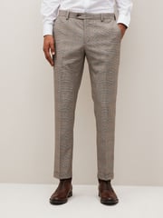 Taupe Slim Skinny Fit Check Suit: Trousers - Image 5 of 10