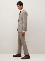Taupe Slim Skinny Fit Check Suit: Trousers - Image 8 of 10