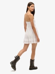 Superdry White 50s Lace Bandeau Mini 100% Cotton Dress - Image 2 of 5