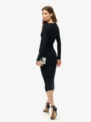 Superdry Black Long Sleeve Ruched Midi Dress - Image 2 of 3