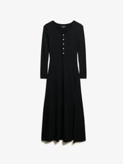 Superdry Black Henley Long Sleeve Midi Dress - Image 5 of 6