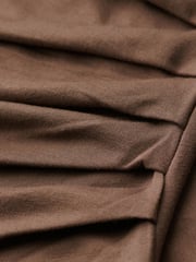 Superdry Chocolate Brown Long Sleeve Ruched Midi Dress - Image 6 of 6
