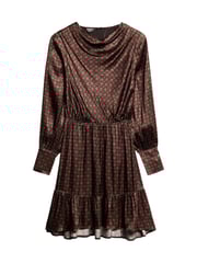 Superdry Geo Tile Orange Mini Cowl Neck Jacquard Dress - Image 6 of 8