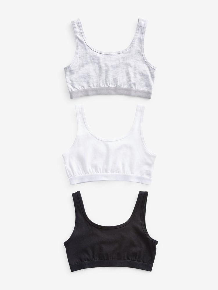 Black/Grey/White Crop Tops 3 Pack (5-16yrs) - Image 1 of 5