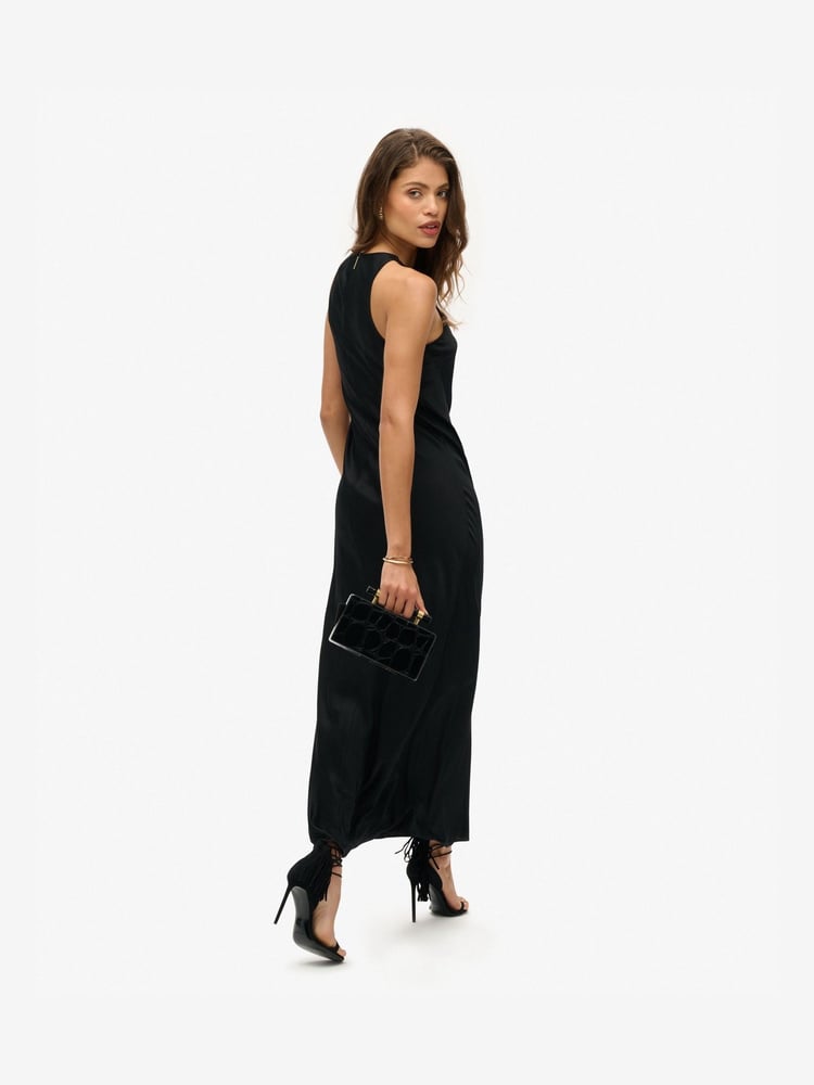 Superdry Black Superdry Satin Racer Midi Dress - Image 2 of 7