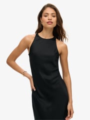 Superdry Black Superdry Satin Racer Midi Dress - Image 4 of 7