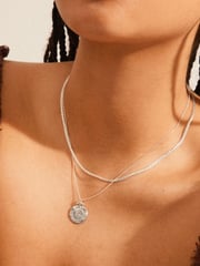 PILGRIM Silver Nomad 2 in 1 Coin and Rope Chain Necklace - Image 4 of 4