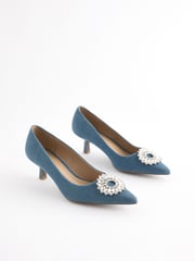 Denim Forever Comfort Jewel Trim Kitten Heels - Image 3 of 8