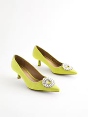 Lime Green Forever Comfort Jewel Trim Kitten Heels - Image 4 of 9