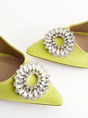Lime Green Forever Comfort Jewel Trim Kitten Heels - Image 7 of 9
