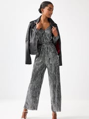 Metallic Plisse Long Sleeve Metallic Jumpsuit - Image 2 of 6