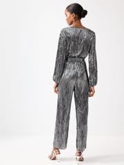 Metallic Plisse Long Sleeve Metallic Jumpsuit - Image 3 of 6