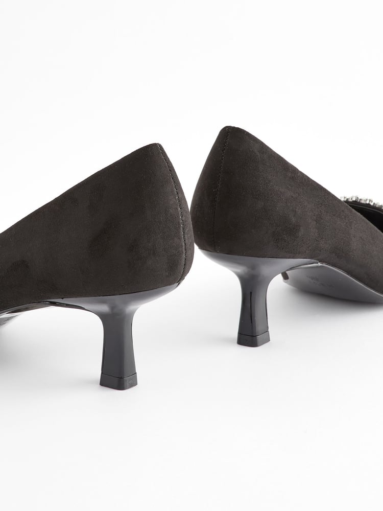 Black Forever Comfort Jewel Trim Kitten Heels - Image 10 of 10
